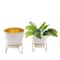Set of 2 White Iron Modern Planter, 11" x 10" x 10"